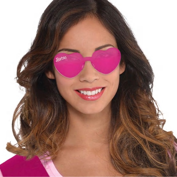 Barbie The Movie Retro Logo Rimless Pink Heart Glasses - Adult Size - Picture 4 of 4